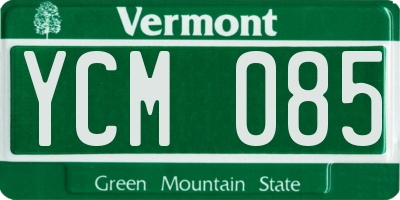 VT license plate YCM085