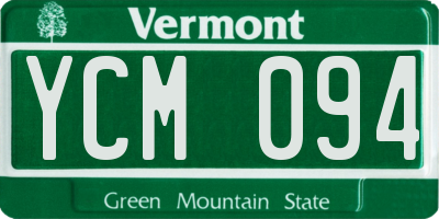VT license plate YCM094