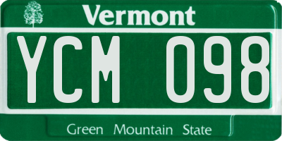 VT license plate YCM098
