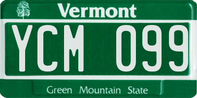 VT license plate YCM099