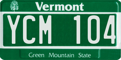 VT license plate YCM104