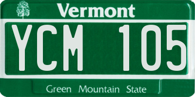 VT license plate YCM105