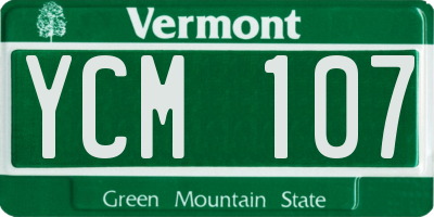 VT license plate YCM107