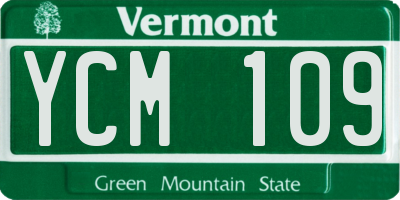 VT license plate YCM109