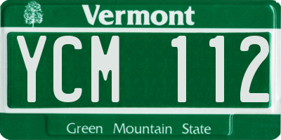 VT license plate YCM112