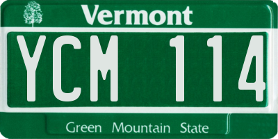 VT license plate YCM114
