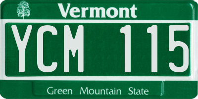 VT license plate YCM115