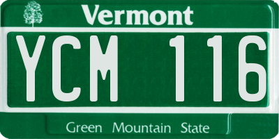 VT license plate YCM116