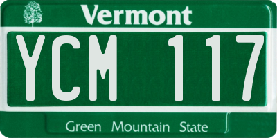 VT license plate YCM117
