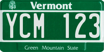 VT license plate YCM123