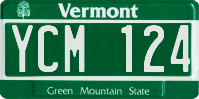 VT license plate YCM124