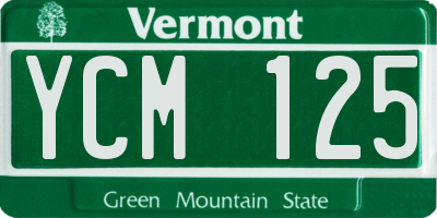 VT license plate YCM125