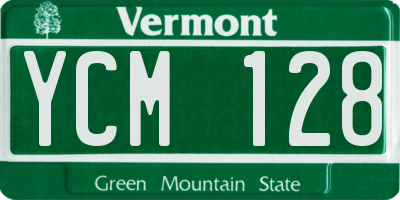 VT license plate YCM128