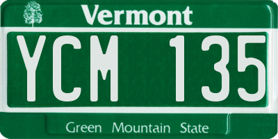 VT license plate YCM135