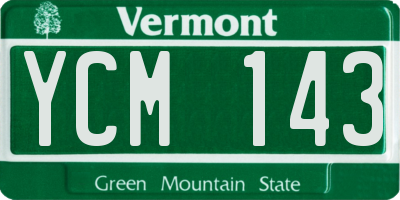 VT license plate YCM143