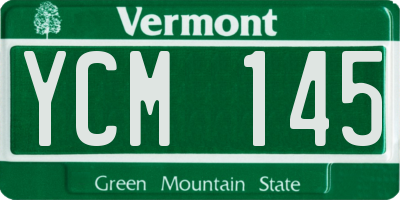 VT license plate YCM145