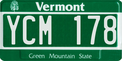 VT license plate YCM178