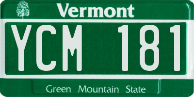 VT license plate YCM181