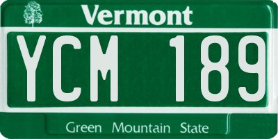 VT license plate YCM189