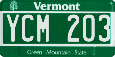 VT license plate YCM203