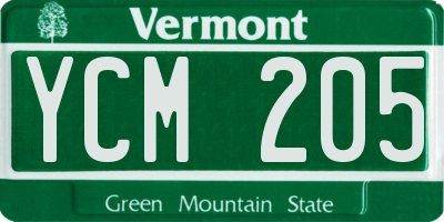 VT license plate YCM205