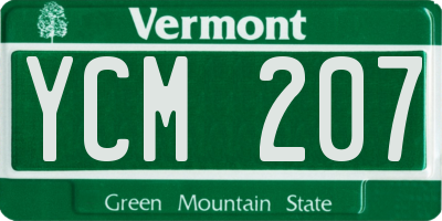VT license plate YCM207