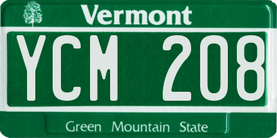 VT license plate YCM208