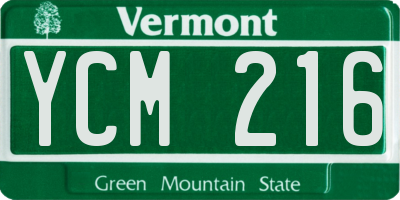 VT license plate YCM216