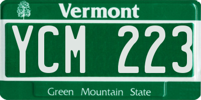 VT license plate YCM223