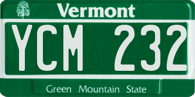 VT license plate YCM232