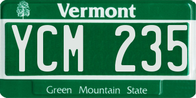 VT license plate YCM235