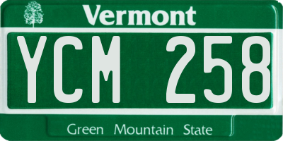 VT license plate YCM258