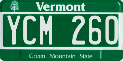 VT license plate YCM260
