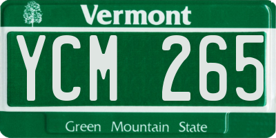 VT license plate YCM265