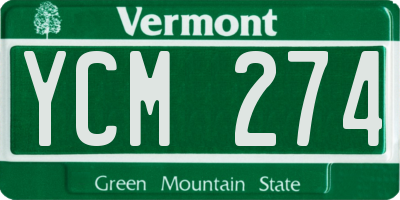 VT license plate YCM274