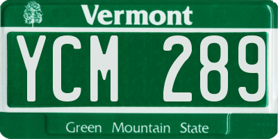 VT license plate YCM289