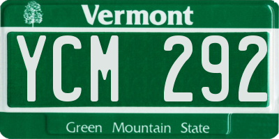 VT license plate YCM292