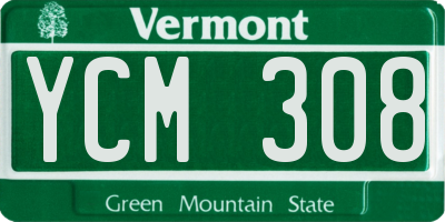 VT license plate YCM308