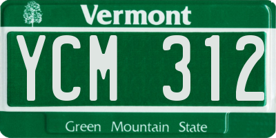 VT license plate YCM312