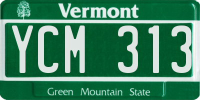 VT license plate YCM313