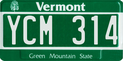 VT license plate YCM314