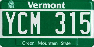 VT license plate YCM315