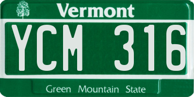 VT license plate YCM316