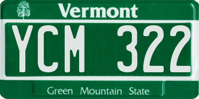 VT license plate YCM322