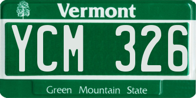 VT license plate YCM326