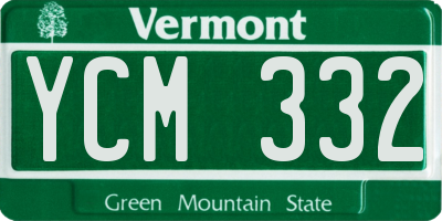 VT license plate YCM332