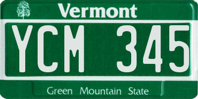 VT license plate YCM345
