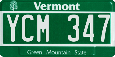 VT license plate YCM347