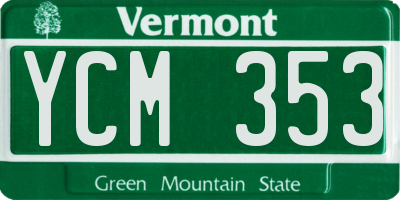 VT license plate YCM353