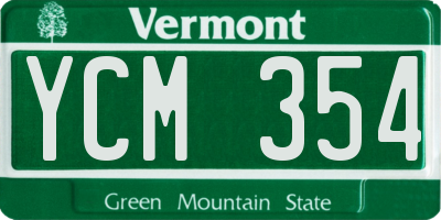 VT license plate YCM354
